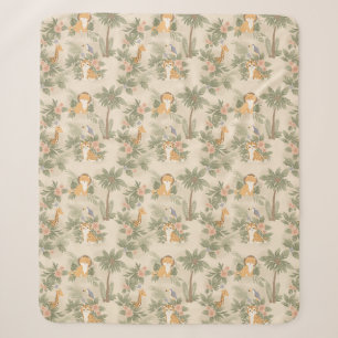Watercolor kinderkamer jungle dieren sherpa deken