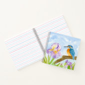 Watercolor Kingfisher with Purple Irises  Notitieboek (Binnen)