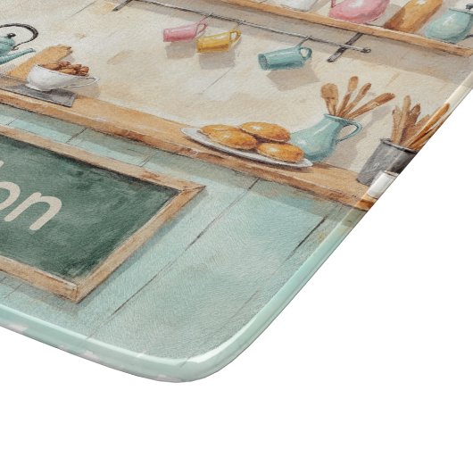 Watercolor Kitchen Glass Cutting Board Snijplank (Hoek)