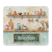 Watercolor Kitchen Glass Cutting Board Snijplank (Voorkant)