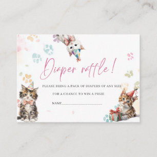 Watercolor Kitten verjaardagsfeestje luier loterij Visitekaartje