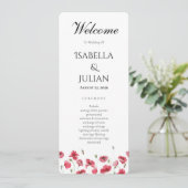 Watercolor Klaproos & Lavendel Bloemen Bruiloftspr Programmakaart (Staand voorkant)