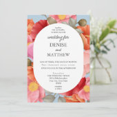 Watercolor Klaproos op Blauwe Gesponnen Suiker Kaart (Staand voorkant)