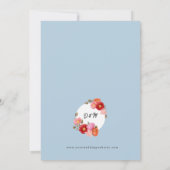 Watercolor Klaproos op Blauwe Gesponnen Suiker Kaart (Achterkant)