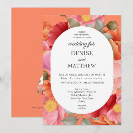 Watercolor Klaproos op Woestijnbloem Roze Kaart