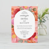 Watercolor Klaproos op Zalmroze Kaart (Staand voorkant)