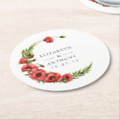 Watercolor Klaproos Rustieke Landelijke Bruiloft Ronde Kartonnen Onderzetter (Gebogen)