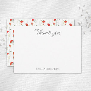 Watercolor Klaproos Wilde Bloemen Aangepaste Bruil Bedankkaart