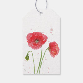 Watercolor Klaprozen Cadeaulabel