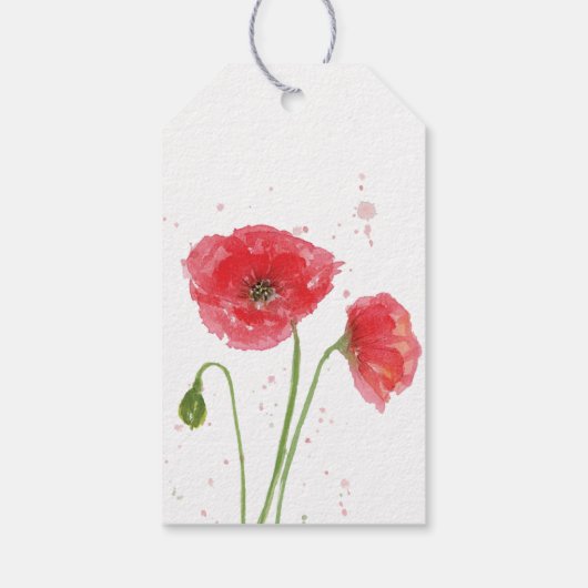 Watercolor Klaprozen Cadeaulabel (Achterkant)