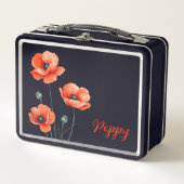 Watercolor Klaprozen Naam Bloem Metal Lunchbox (Voorkant)
