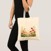 Watercolor Klaprozen Tote Tas (Voorkant (product))