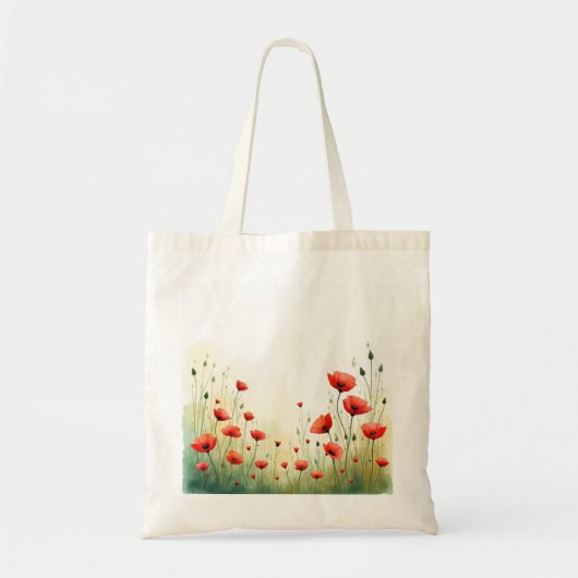 Watercolor Klaprozen Tote Tas (Voorkant)