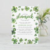 Watercolor Klaver Babyshower Uitnodiging (Staand voorkant)