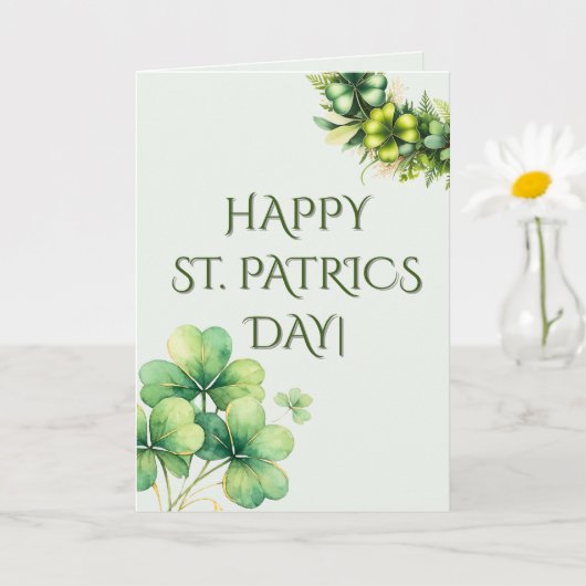 Watercolor Klaver St. Patrick's Dag Kaart (Kleine Plant)