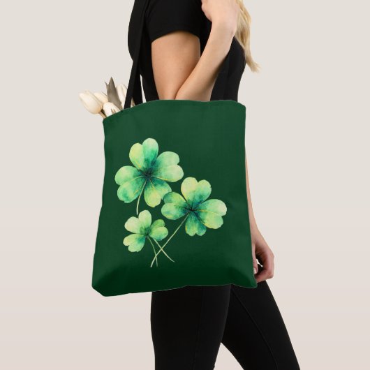 Watercolor Klavertje-drie Klaver St. Patrick's Tas (Dichtbij)