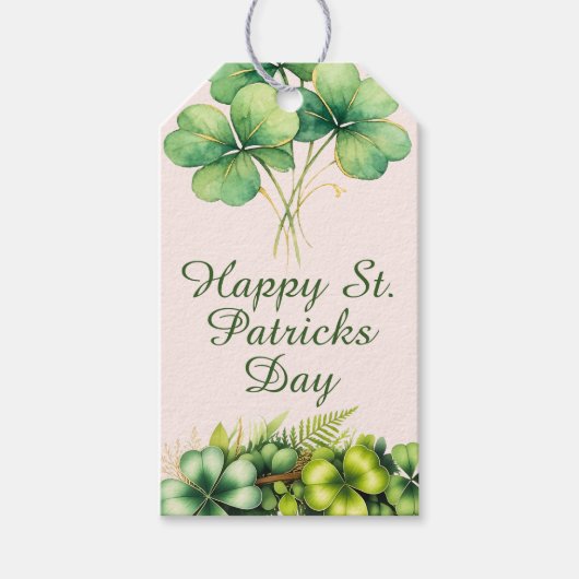 Watercolor klavertje vier Geschenklabels St. Patri Cadeaulabel (Voorkant)