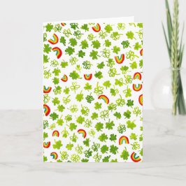 Watercolor Klavertjes & Regenbogen Ierse St Patty' Kaart