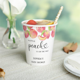 Watercolor Kleine perzik is op komst baby shower Papieren Bekers