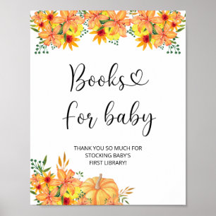 Watercolor kleine pompoen, herfstboeken voor baby poster