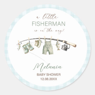 Watercolor Kleine Visser babyshower Ronde Sticker