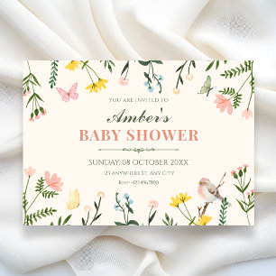 Watercolor Kleurrijke bloem lente baby shower Kaart