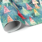 Watercolor Kleurrijke Feestelijke Regenboog Kerstb Cadeaupapier (Rol Hoek)