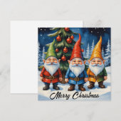 Watercolor Kleurrijke Kerstkabouters Winterbos Feestdagenkaart (Voorkant / Achterkant)