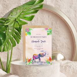 Watercolor Kleurrijke Olifant Pensioenfeest Kaart