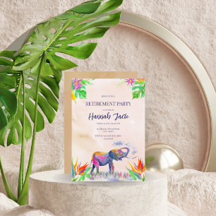 Watercolor Kleurrijke Olifant Pensioenfeest Kaart