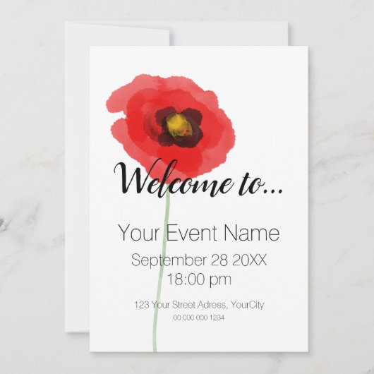 WATERCOLOR KLOPAAP Eenvoudige Uitnodiging (Voorkant)