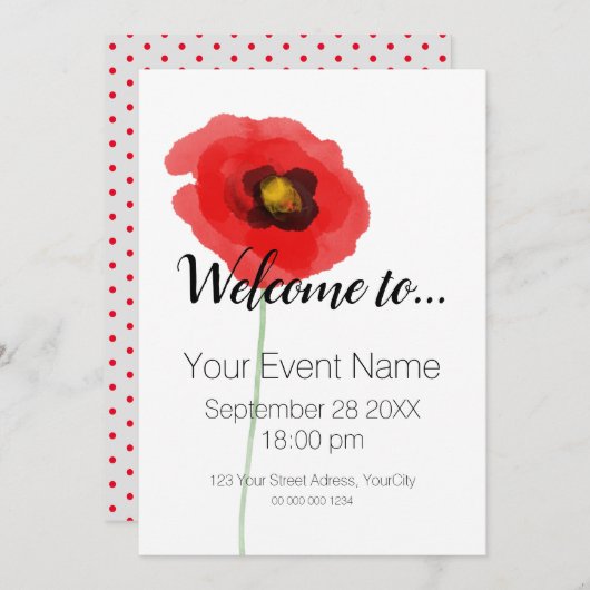 WATERCOLOR KLOPAAP Eenvoudige Uitnodiging (Voorkant / Achterkant)