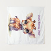 Watercolor knuffel baby giraffe wandkleed (Voorkant (horizontaal))