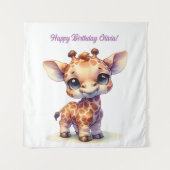 Watercolor knuffel baby giraffe wandkleed (Voorkant)