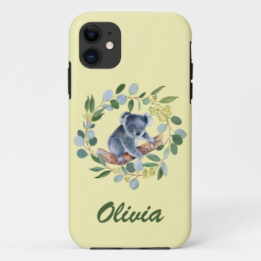 Watercolor Koala en Eucalyptus Krans  Case-Mate iPhone Case (Achterkant)