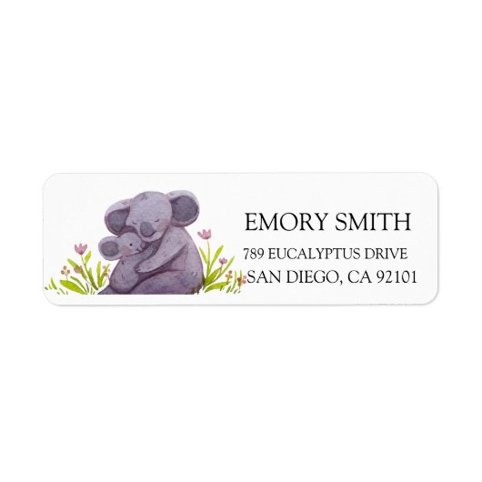 Watercolor Koala Familie Etiket (Voorkant)
