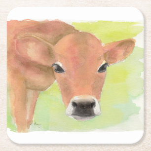 Watercolor Koe Kartonnen Onderzetters