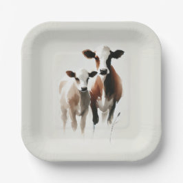 Watercolor koeien Minimal Landelijke Bruiloft Papieren Bordje