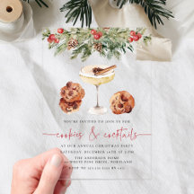 Watercolor Koekjes en Cocktails Kerstfeestje