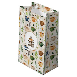 Watercolor Koffiekopjes Boho Patroon Merklogo Klein Cadeauzakje