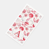 Watercolor Kogel Kerstdierbaren met Initialen Servet (Hoek)