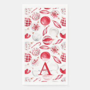 Watercolor Kogel Ornamente Monogram Kerstmis Servet