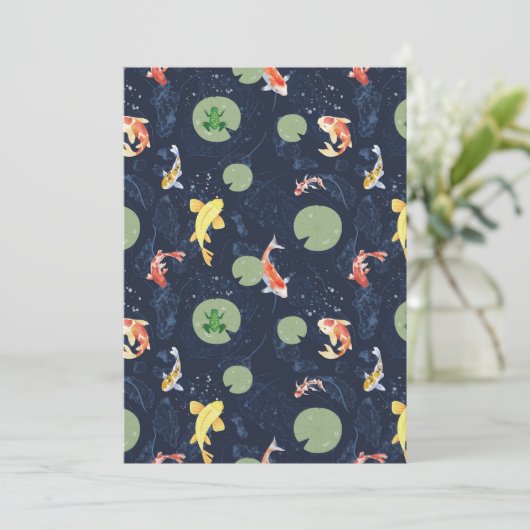 Watercolor Koi Fish Pond Seamless Pattern Kaart (Staand voorkant)