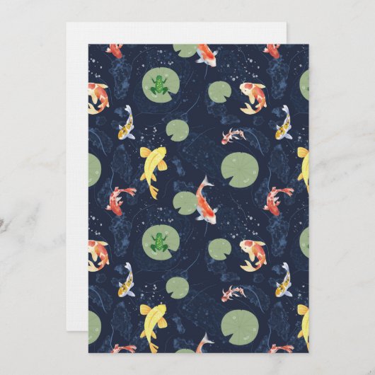 Watercolor Koi Fish Pond Seamless Pattern Kaart (Voorkant / Achterkant)