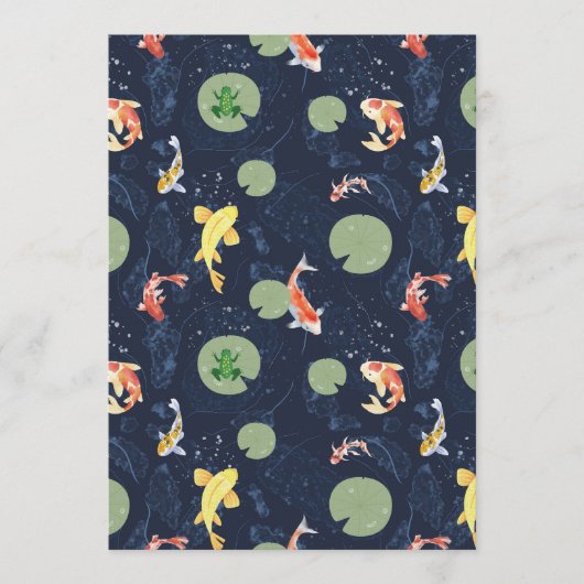 Watercolor Koi Fish Pond Seamless Pattern Kaart (Voorkant)