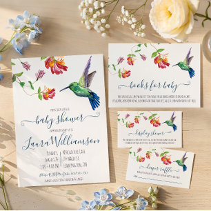 Watercolor Kolibrie Baby Shower Luier Raffle Informatiekaartje