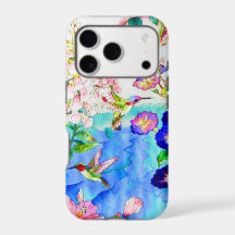 Watercolor Kolibrie en Bloemen iPhone 17 Hoesje