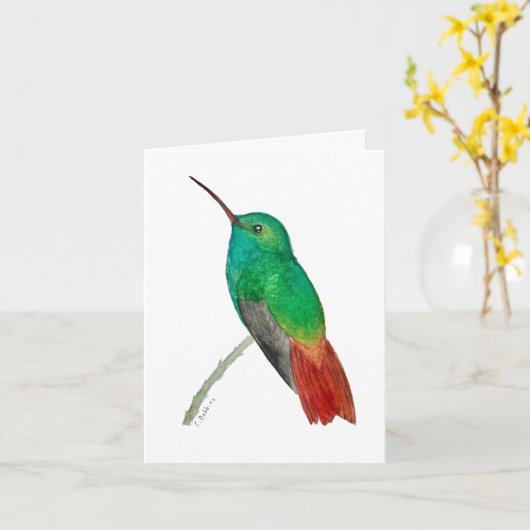 Watercolor Kolibrie Kaart (Gele Bloem)