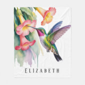 Watercolor Kolibrie met Bloemen Fleece Deken (Voorkant)
