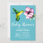 Watercolor Kolibrie & Paarse Bloem Baby Shower Kaart (Voorkant)